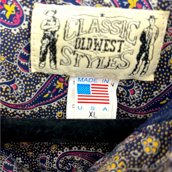 Classic Old West Men’s Brown Red Paisley Pattern Long Sleeve Button Down… - Picture 5 of 5